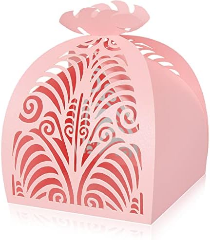 KPOSIYA Pack of 70 Laser Cut Favor Boxes Pink Wedding Party Gifts