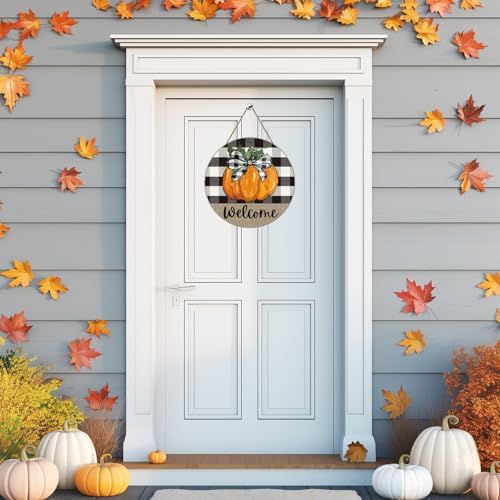 Yunkkin Fall Door Decor Pumpkin Welcome Sign