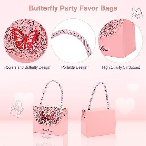 Yoption 50 Pack Butterfly Party Favor Bags with Nylon Rope