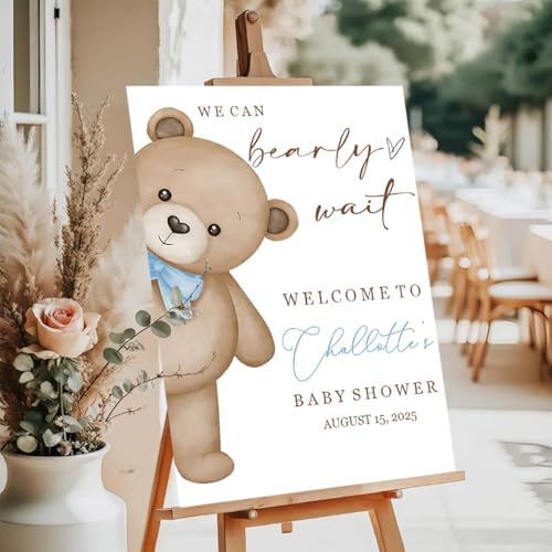 Cute Bear Theme Shower Sign with Stand