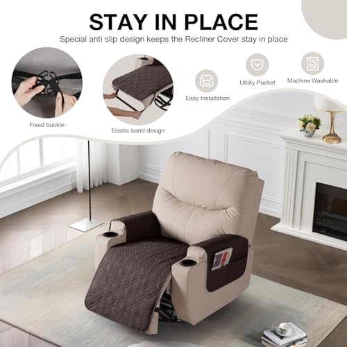 VANSOFY Recliner Chair Covers 22 Inch Waterproof with Pockets