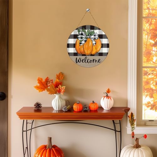 Yunkkin Fall Door Decor Pumpkin Welcome Sign