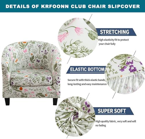 KRFOONN 2 Piece Stretch Barrel Chair Slipcover