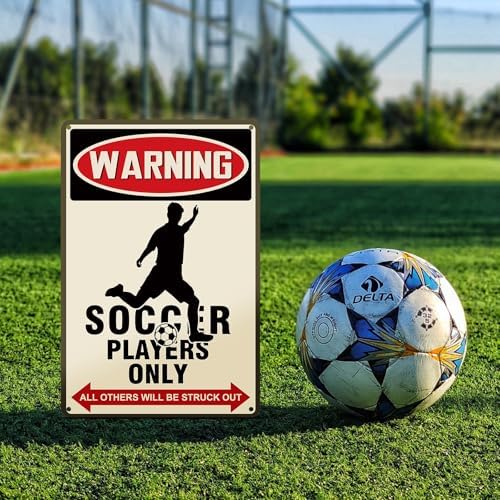 Soccer Decor Warning Sign 8x12 Inch Aluminum
