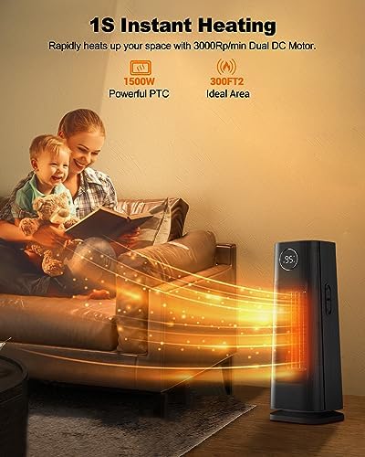 Wind Talk 1500W Electric Ceramic Space Heater with 4 Modes and Timer