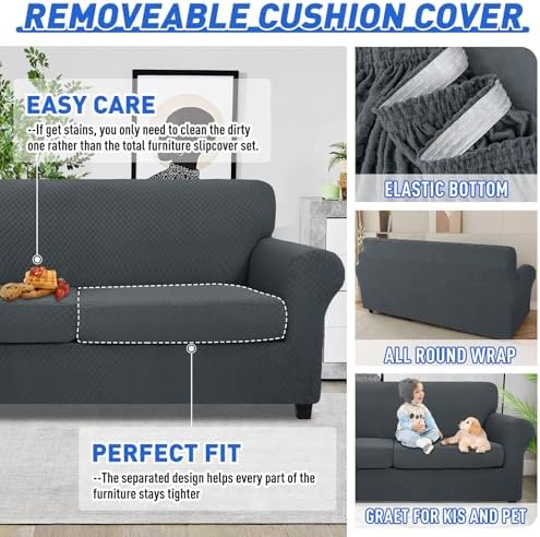 MAXIJIN 4 Piece Sofa Covers for 3 Cushion Couch