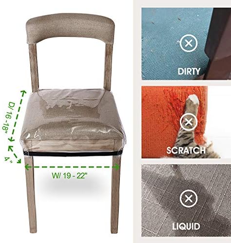4 Pack Clear Dining Chair Covers with Adjustable Velcro Slipcovers