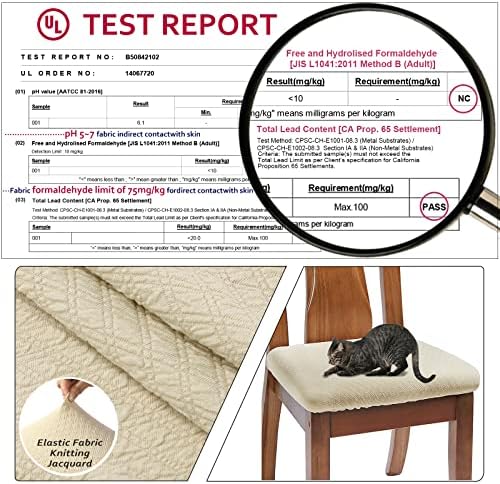 BUYUE Dining Chair Seat Covers Set of 6 Beige