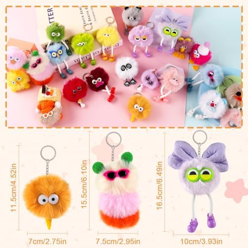 24Pcs Cute Plush Keychains for Kids Boys Girls Birthday Party Favors