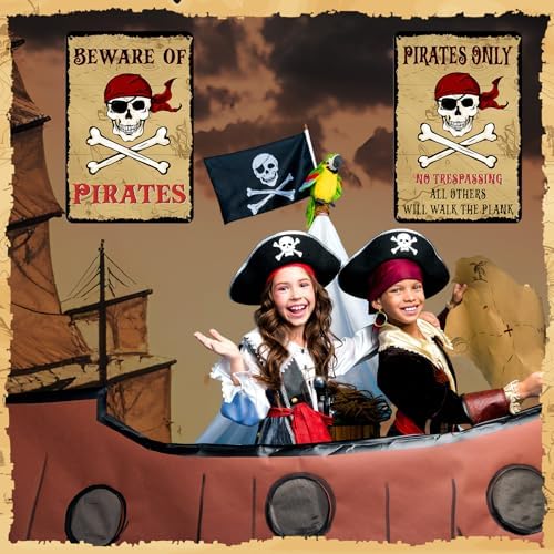 MorningRo 2 Pcs Pirate Metal Wall Signs