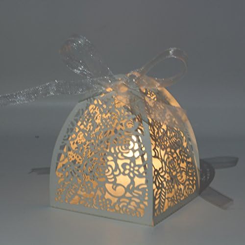 KPOSIYA 100 Laser Cut Rose Candy Boxes Wedding Favor