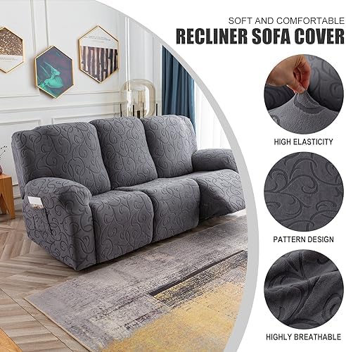 Yueang Recliner Sofa Slipcover 3 Seat 5-Piece Set