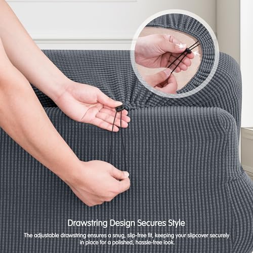 CHUN YI 7 Piece Sofa Covers for 3 Cushion Couch Large Grey