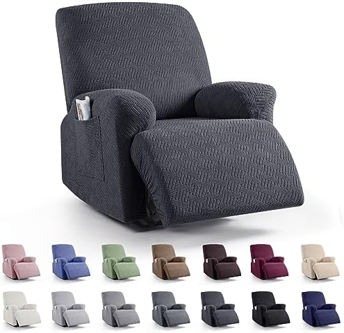 KinCam Recliner Chair Covers Charcoal Gray 1 Seater