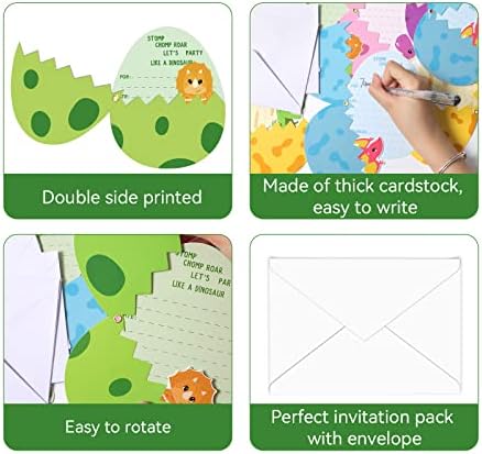 24 Pack Dinosaur Birthday Invitations with Envelopes