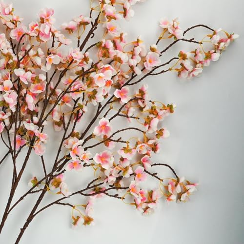 Uieke Silk Cherry Blossom Branches Set of 8 Pink Long Stems