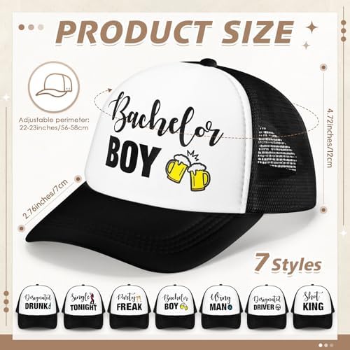 JaGely 7 Pcs Funny Bachelor Party Trucker Hats Set 1