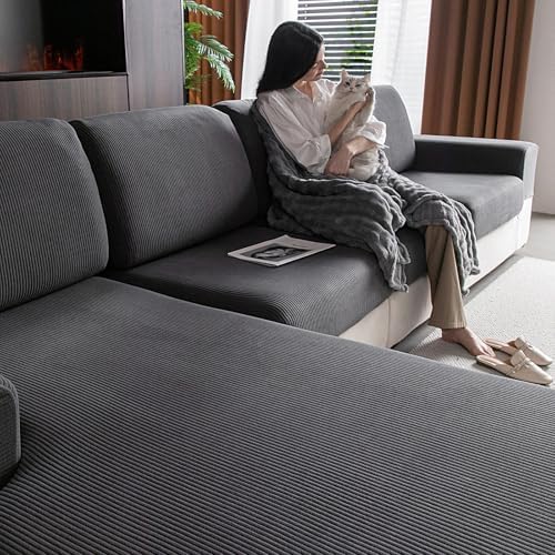 Sectional Couch Covers 4 Pieces 3 Seaters1 Chaise Dark Gray