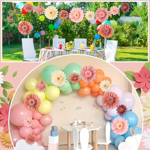 12 Pcs Large Pastel Tissue Paper Flowers Fiesta Decor