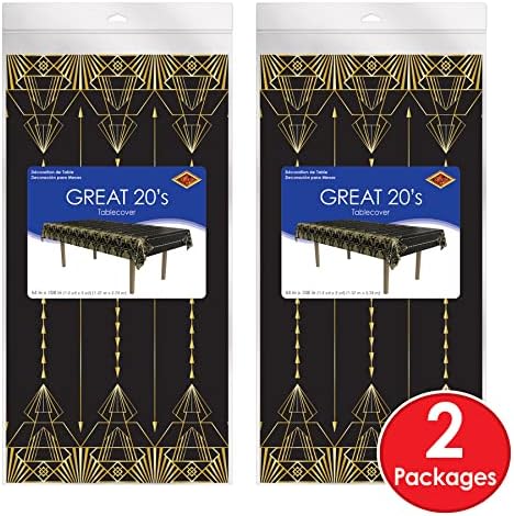 Beistle 2-Count 1920s Tablecover Black Gold
