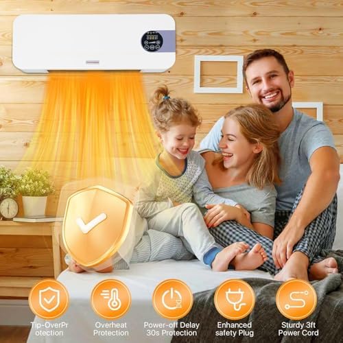 1500W PTC Ceramic Wall Heater with Remote Control and Timer