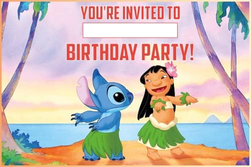 Set of 20 Lilo and Stickers Themed Birthday Invitations