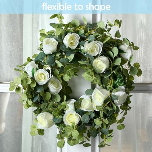 6 Pcs Wedding Garland Artificial Eucalyptus Decor White Roses
