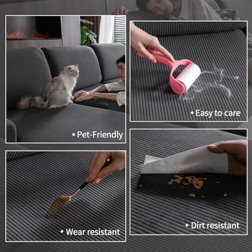 Sectional Couch Covers 4 Pieces 3 Seaters1 Chaise Dark Gray