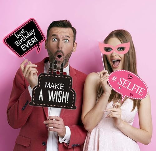 31pcs Hot Pink Birthday Photo Booth Props Set 1