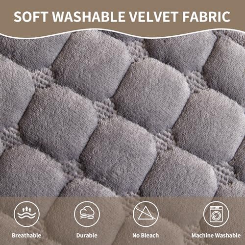 Velvet Sectional Sofa Cover with Anti Slip Design Dark Grey 1 PCS
