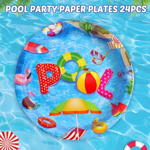 Fancy Land Pool Party Plates 24Pcs