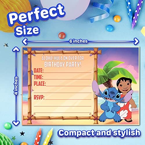 Set of 20 Lilo and Stickers Themed Birthday Invitations