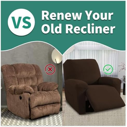 YEMYHOM 4 Piece Stretch Recliner Slipcover Dark Coffee