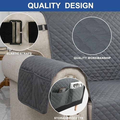 XINEAGE Quilted Sofa Cover Waterproof for 3 Cushion Couch
