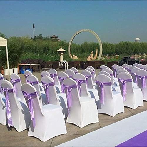 Yahpetes White Polyester Spandex Dining Chair Cover