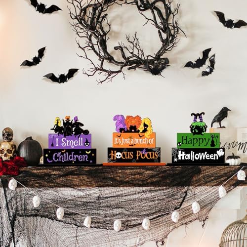 Halloween Witch Table Signs 3PCS Wooden Decor