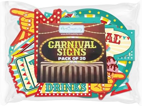 ArtCreativity Carnival Signs 20 Pack - Circus Decor