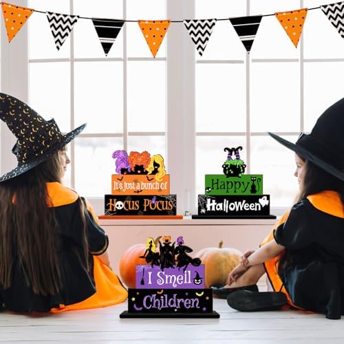 Halloween Witch Table Signs 3PCS Wooden Decor