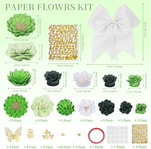 Graduation Cap Decoration Kit with 3D Paper Flowers