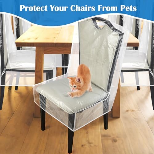 Clear Plastic Chair Covers 4 Pack for Dining Chairs