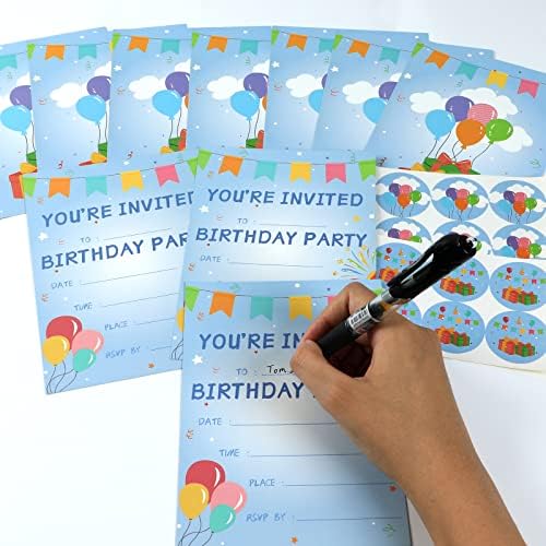 30 Piece Birthday Invite Set with Envelopes and Sticker Labels