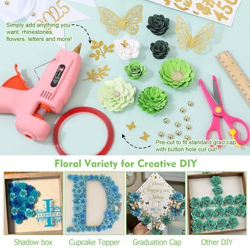 Graduation Cap Decoration Kit with 3D Paper Flowers