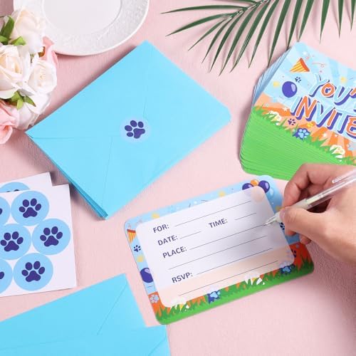 SAVITA Blue Birthday Invitations Set of 20 with Envelopes and Stickers