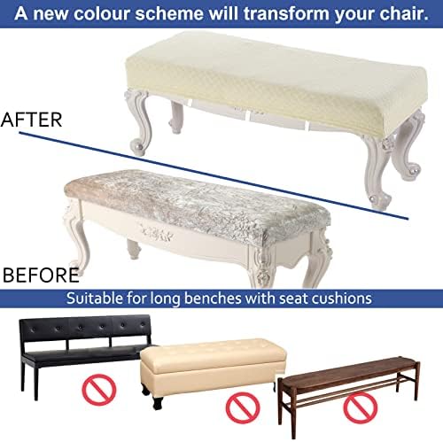 BUYUE Luxury Shoe Bench Cover Stretch Jacquard Washable Beige