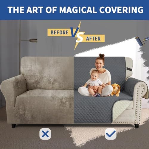 XINEAGE Quilted Sofa Cover Waterproof for 3 Cushion Couch