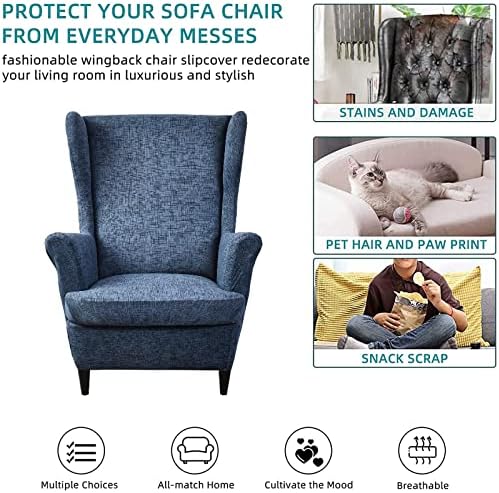 KRFOONN Stretch Wingback Chair Covers 2 Piece Non-Slip