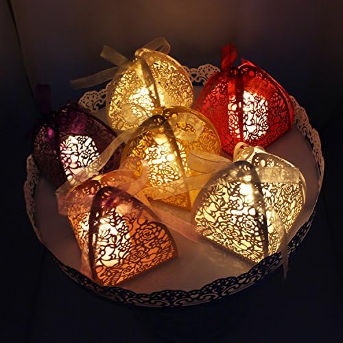 KPOSIYA 100 Laser Cut Rose Candy Boxes Wedding Favor