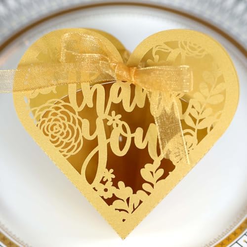 PatPatPet 50pcs Heart Shape Wedding Candy Boxes