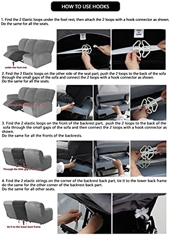 ULTICOR Velvet 8-Piece Sofa Cover for 3 Seater Recliner