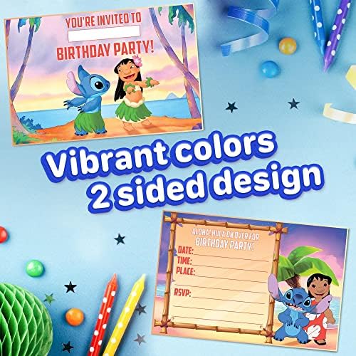Set of 20 Lilo and Stickers Themed Birthday Invitations